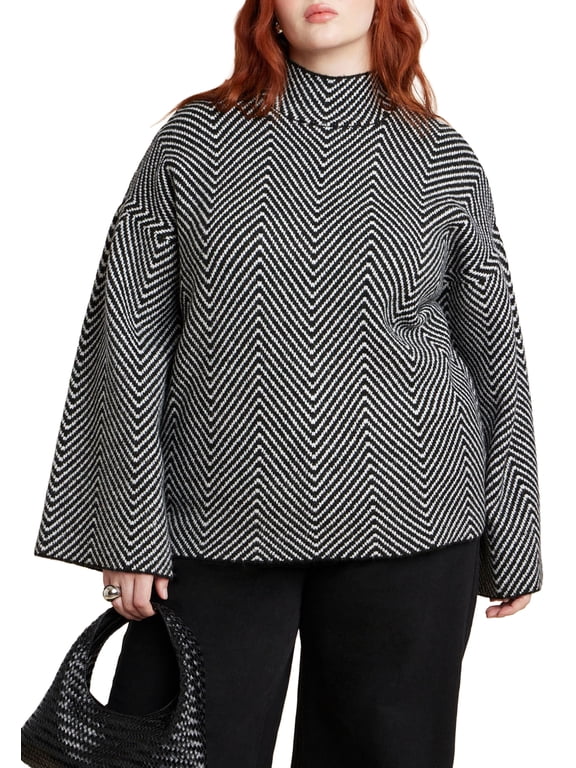 Women's Plus Size Chevron Intarsia Sweater