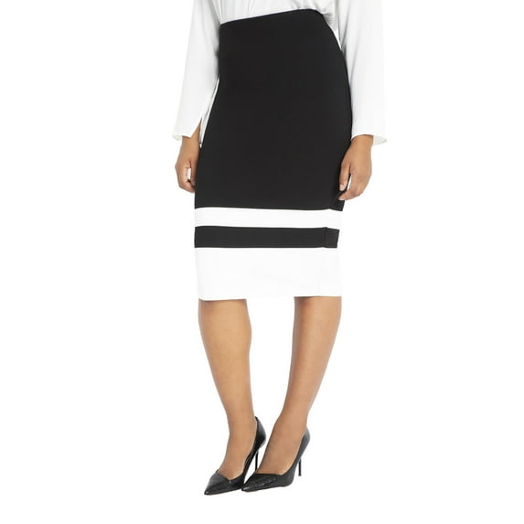 ELOQUII Women's Plus Size Colorblock Column Skirt