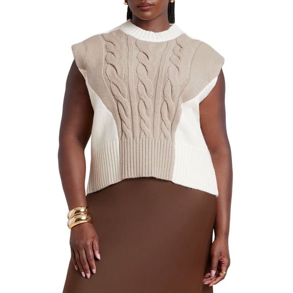 ELOQUII Women's Plus Size Colorblock Sweater Vest