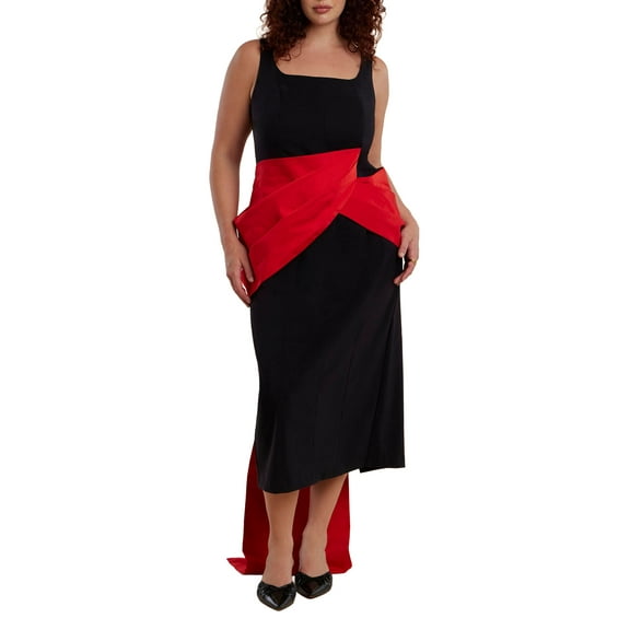 ELOQUII Women's Plus Size Contrast Draped Waist Gown