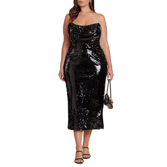 ELOQUII Women's Plus Size Corset Bodice Sequin Dress