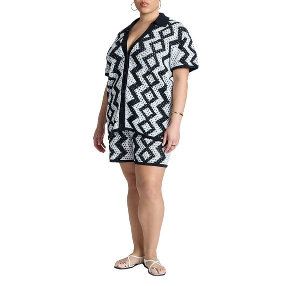 ELOQUII Women's Plus Size Crochet Knitted Short