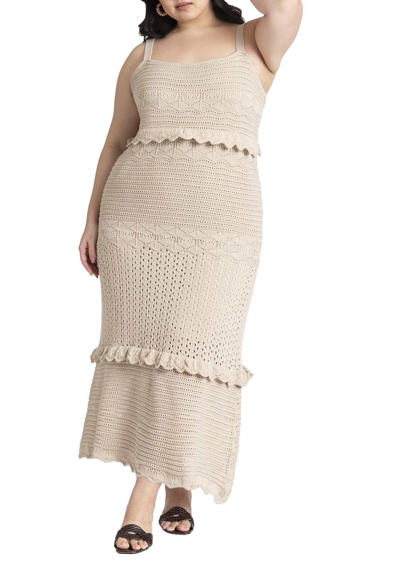 ELOQUII Women's Plus Size Crochet Maxi Dress
