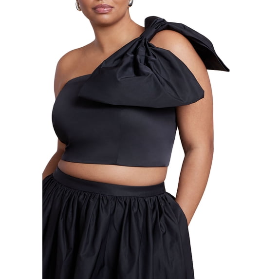 ELOQUII Women's Plus Size Crop Top With Large Bow