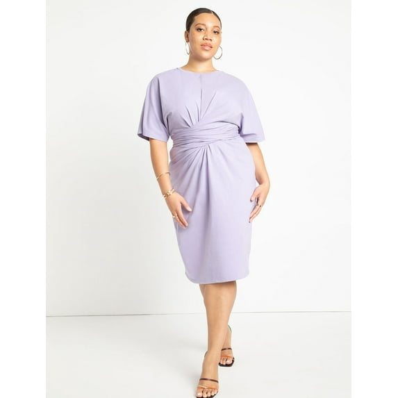 ELOQUII Women's Plus Size Cross Front Flutter Sleeve Dress