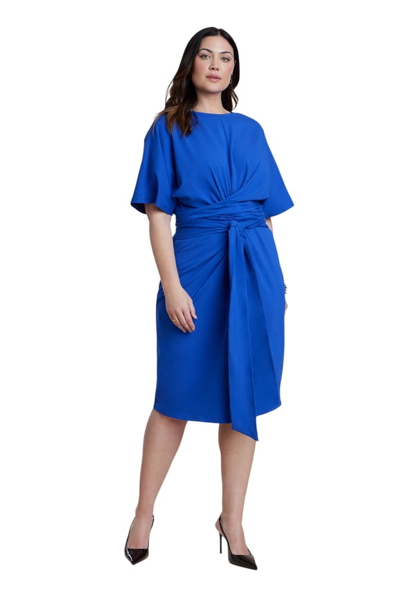 Women's Plus Size Cross Front Flutter Sleeve Dress