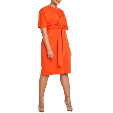 ELOQUII Women's Plus Size Cross Front Flutter Sleeve Dress