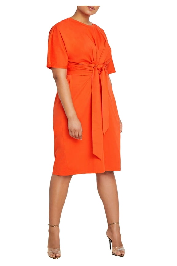 Women's Plus Size Cross Front Flutter Sleeve Dress