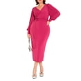 thumbnail image 1 of ELOQUII Women's Plus Size Cross-Front Belted Knit Midi Dress, 1 of 3