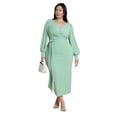 thumbnail image 1 of ELOQUII Women's Plus Size Cross-Front Belted Knit Midi Dress, 1 of 3