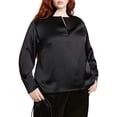 thumbnail image 1 of ELOQUII Women's Plus Size Deconstructed Neckline Blouse, 1 of 3