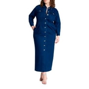 ELOQUII Womens Plus Size Denim Fitted Dress
