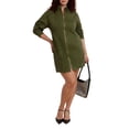 thumbnail image 1 of ELOQUII Women's Plus Size Denim Mini Dress With Zipper Detail, 1 of 2
