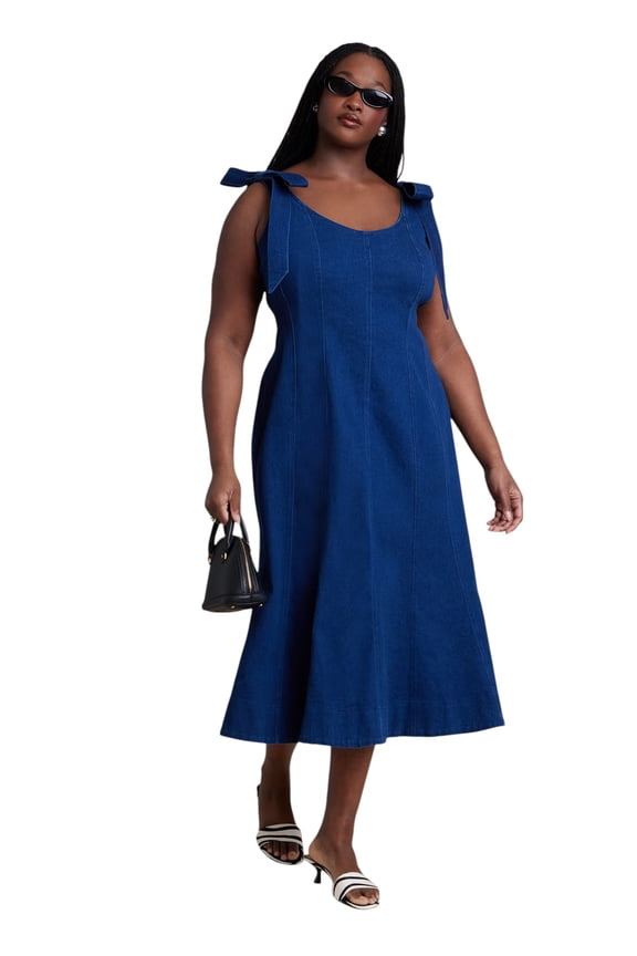 Women's Plus Size Denim Trumpet Dress