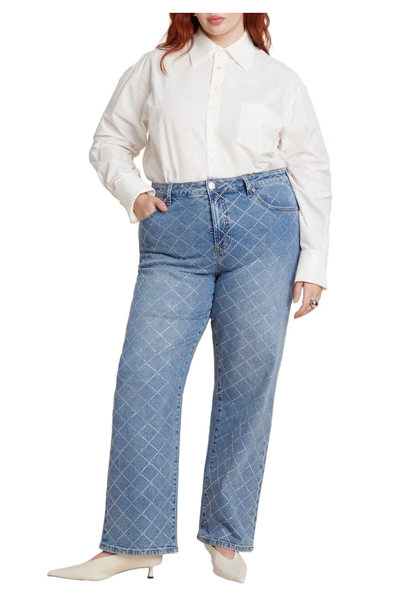 Women's Plus Size Diamond Sparkle Straight Leg Jean
