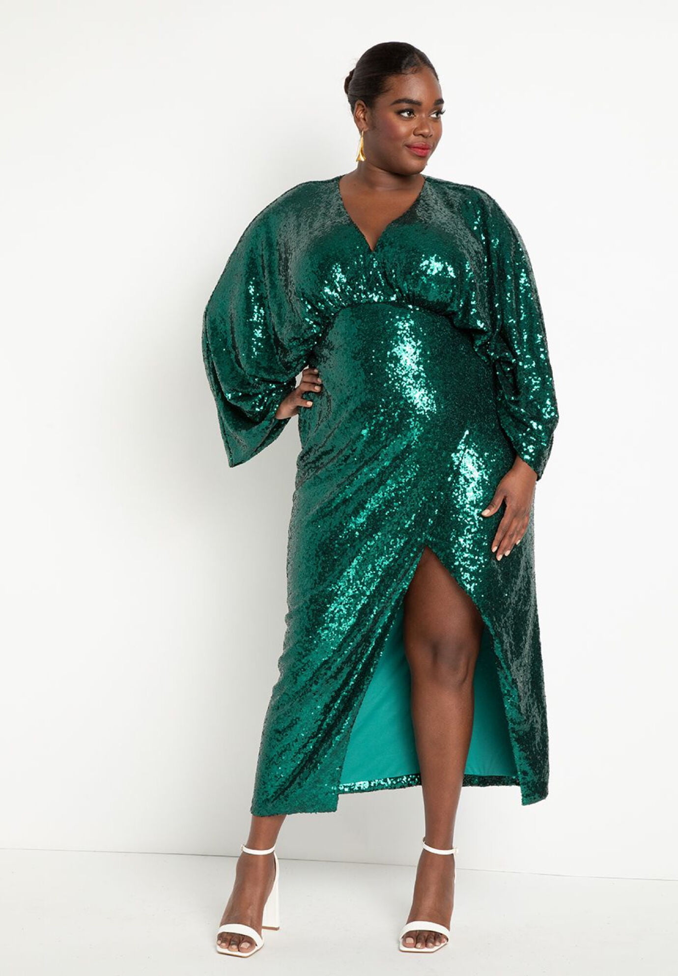 ELOQUII Women s Plus Size Dolman Sleeve Sequin Dress Walmart