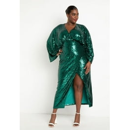 ELOQUII Women s Plus Size Flare Sleeve Scuba Dress Walmart