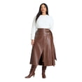 thumbnail image 1 of ELOQUII Women's Plus Size Double Belt Wrap Faux Leather Skirt, 1 of 3