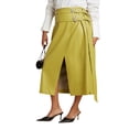 thumbnail image 1 of ELOQUII Women's Plus Size Double Belt Wrap Faux Leather Skirt, 1 of 5
