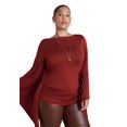 thumbnail image 1 of ELOQUII Women's Plus Size Dramatic Sleeve Shirred Top, 1 of 4