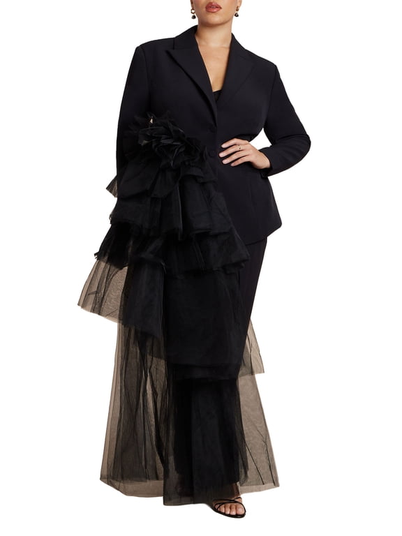Women's Plus Size Dramatic Tiered Tulle Blazer