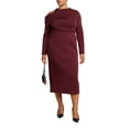 thumbnail image 1 of ELOQUII Women's Plus Size Drape Effect Midi Dress, 1 of 2