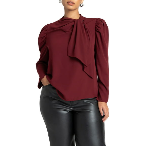 ELOQUII Women's Plus Size Drape Front Blouse
