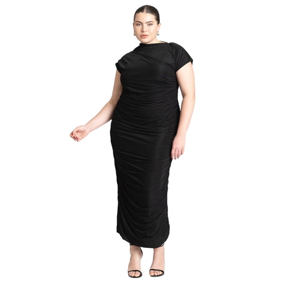 ELOQUII Women's Plus Size Draped Asym Dress