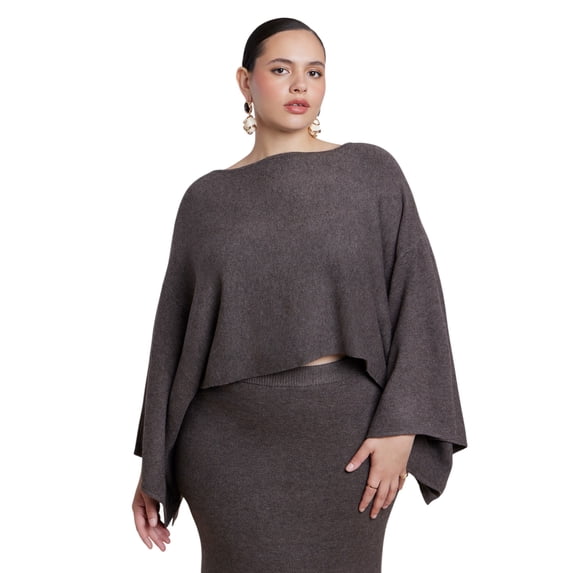 ELOQUII Women's Plus Size Draped Cropped Sweater