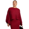 thumbnail image 1 of ELOQUII Women's Plus Size Draped Cropped Sweater, 1 of 3