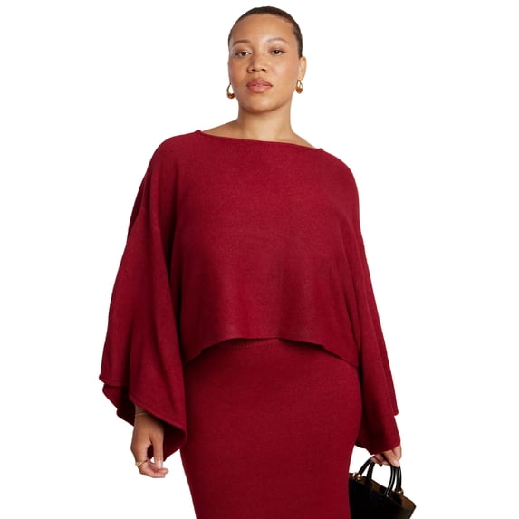 ELOQUII Women's Plus Size Draped Cropped Sweater