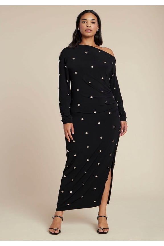 Women's Plus Size Draped Hardware Fitted Dress