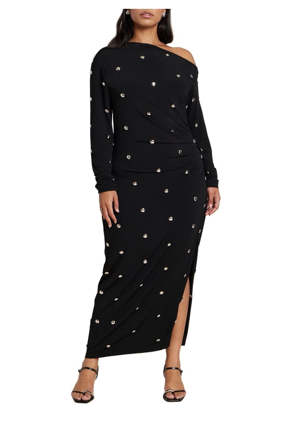 Women's Plus Size Draped Hardware Fitted Dress
