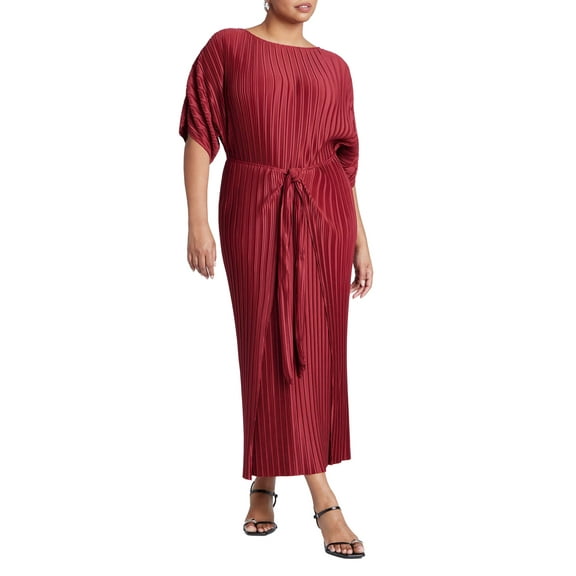 ELOQUII Women's Plus Size Draped Plisse Dress