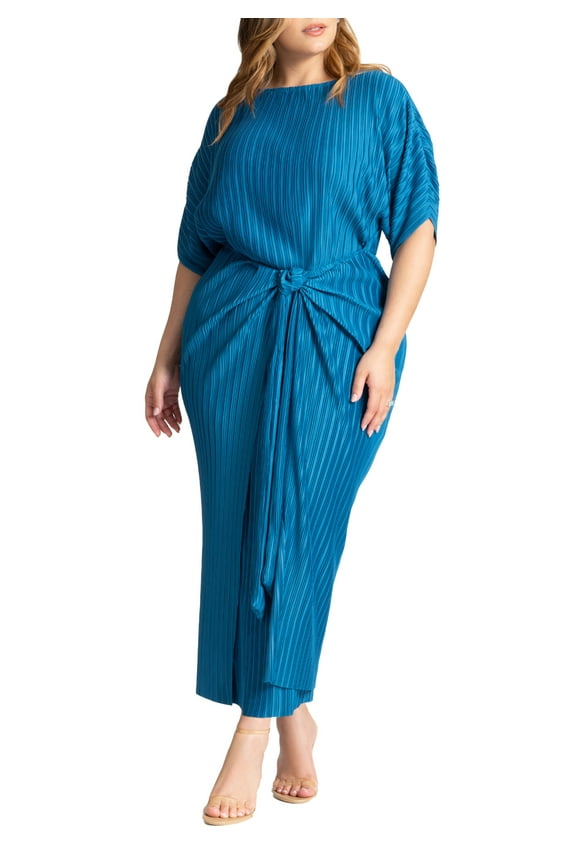 Women's Plus Size Draped Plisse Dress