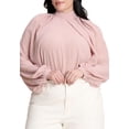 thumbnail image 1 of ELOQUII Women's Plus Size Draped Sleeve Chiffon Top, 1 of 5