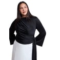thumbnail image 1 of ELOQUII Women's Plus Size Draped Tie-Waist Top, 1 of 5