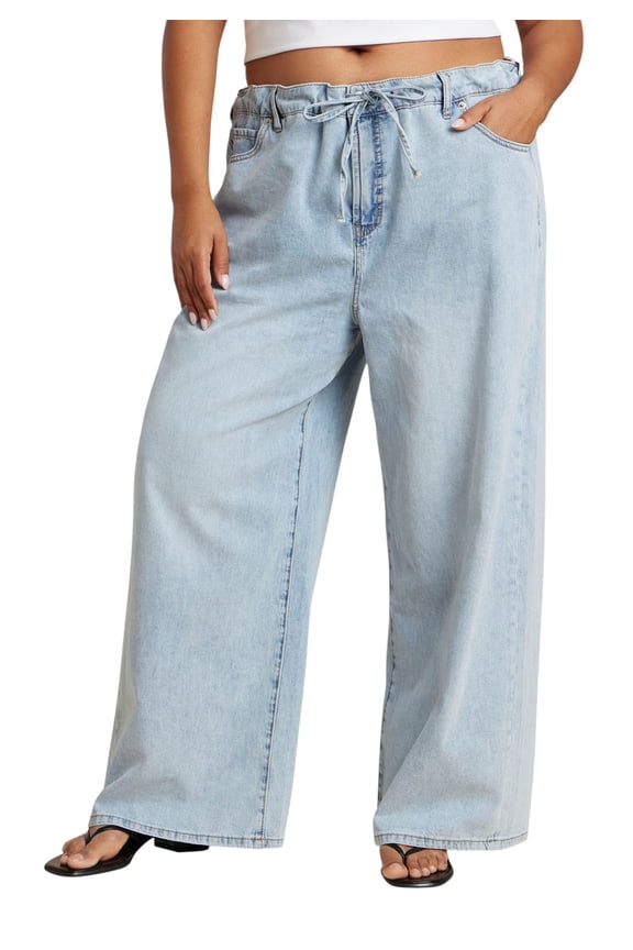 Women's Plus Size Drawstring Waist Lightweight Jean