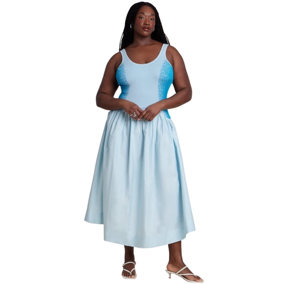 ELOQUII Women's Plus Size Flare Skirt Tank Dress