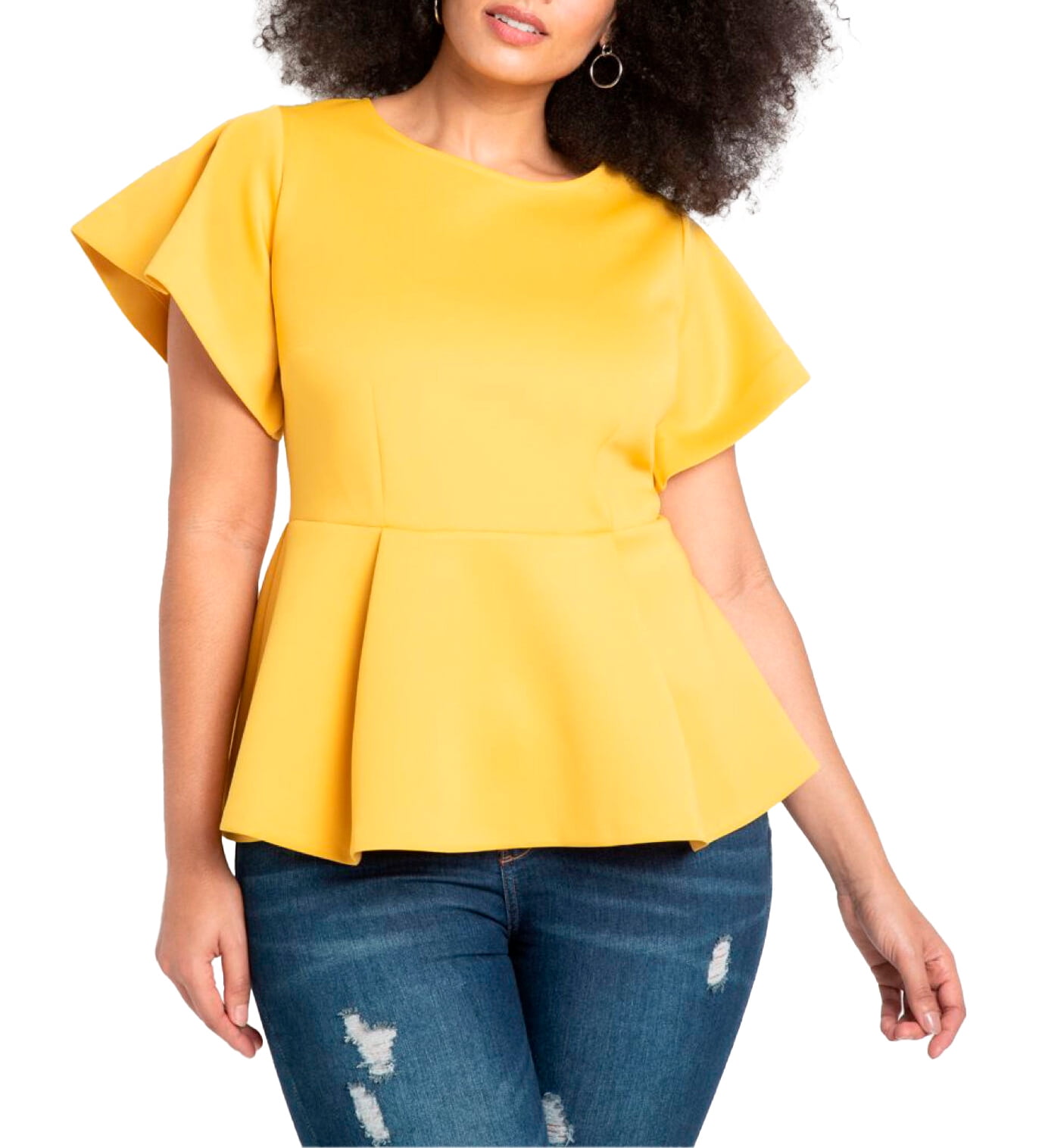yellow peplum top plus size