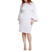 ELOQUII Women's Plus Size Flare Sleeve Scuba Dress