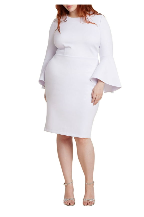 Women's Plus Size Flare Sleeve Scuba Dress