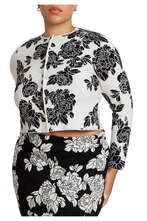 Women's Plus Size Intarsia Cardigan