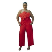 ELOQUII Womens Plus Size Flower Jumpsuit