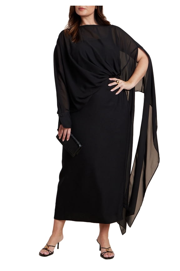 Women's Plus Size Flowy Sheer Cape Dress
