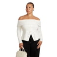 thumbnail image 1 of ELOQUII Women's Plus Size Fold Over Top With Front Button Detail, 1 of 6