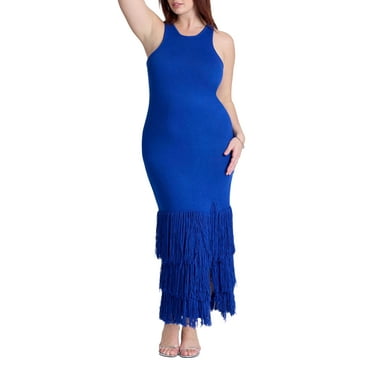 ELOQUII Women's Plus Size Fringe Maxi Dress
