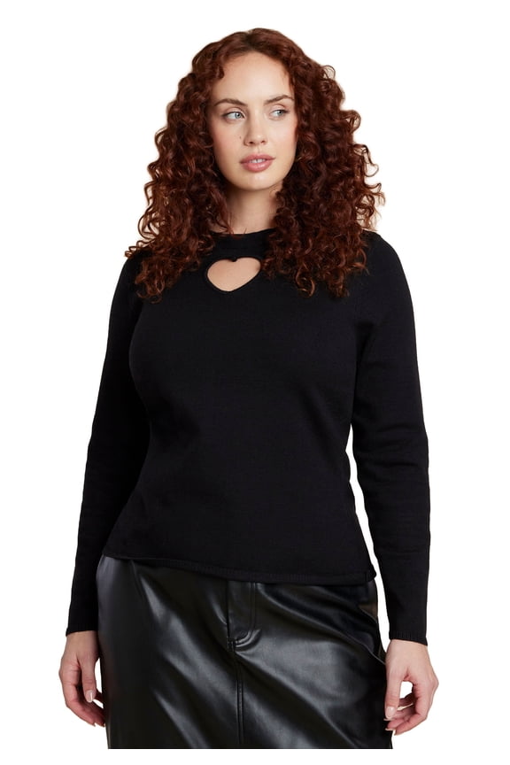 Women's Plus Size Heart Cut Out Sweater