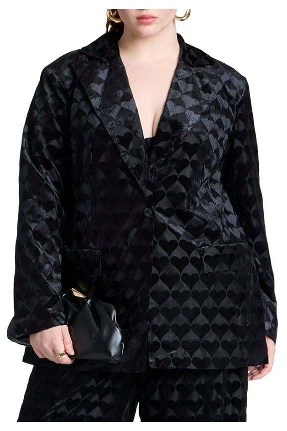 Women's Plus Size Heart Velvet Blazer