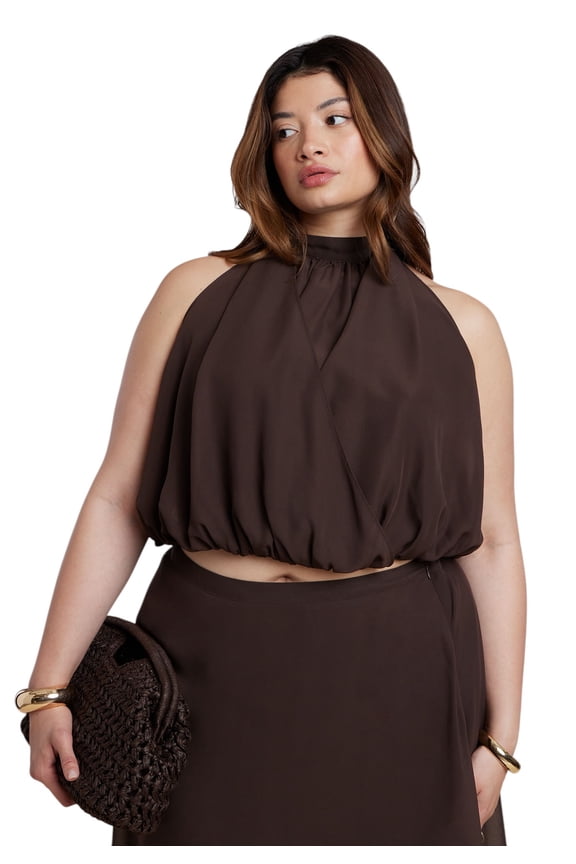 Women's Plus Size High Neck Bubble Top